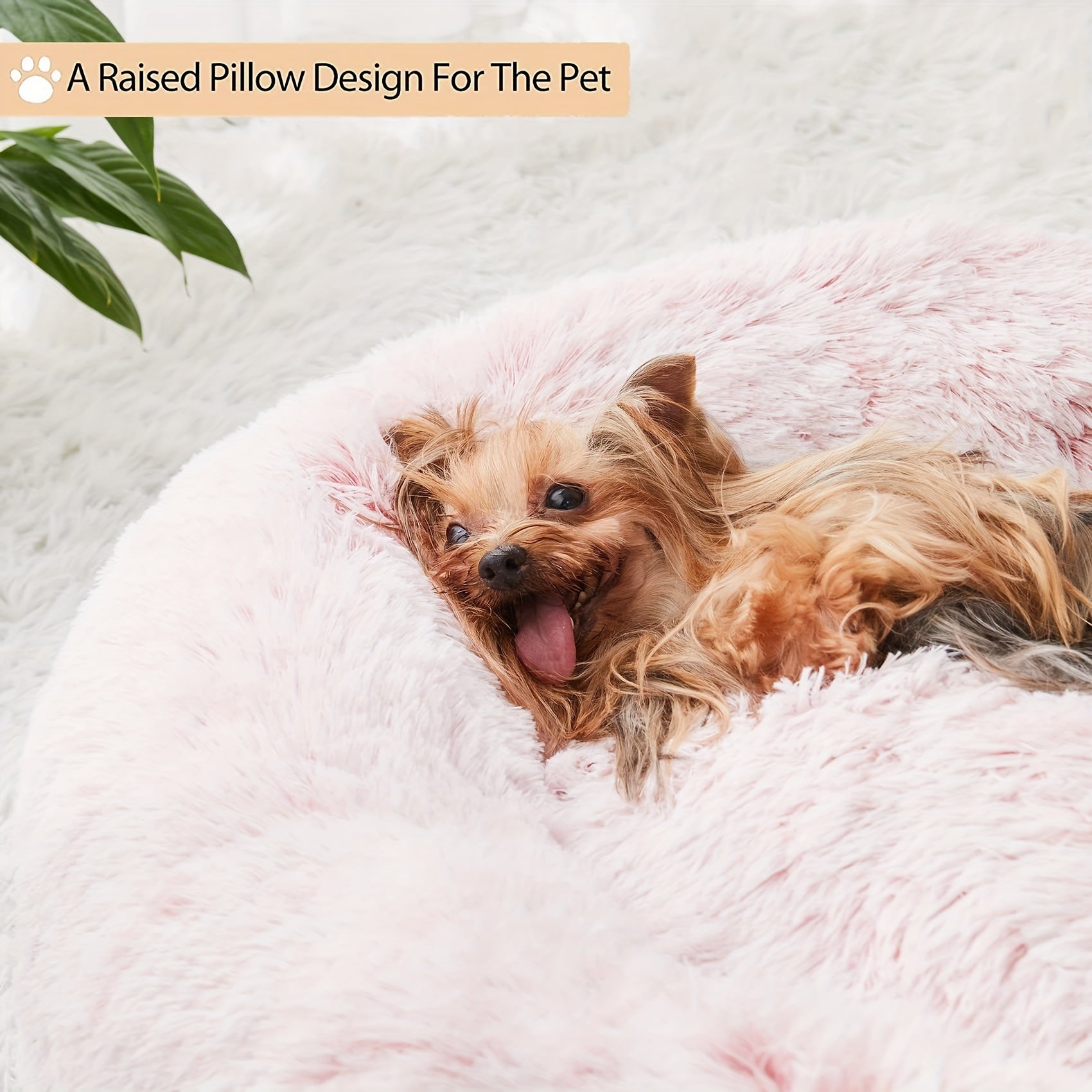 1pc Calming Dog & Cat Bed, Donut Cuddler Warming Cozy Soft Round Bed, Fluffy Faux Fur Plush Cushion Bed For Small Medium And Large Dogs And Cats (40.64cm/50.8cm/60.96cm/71.12cm/78.74cm/99.06cm) Rivano