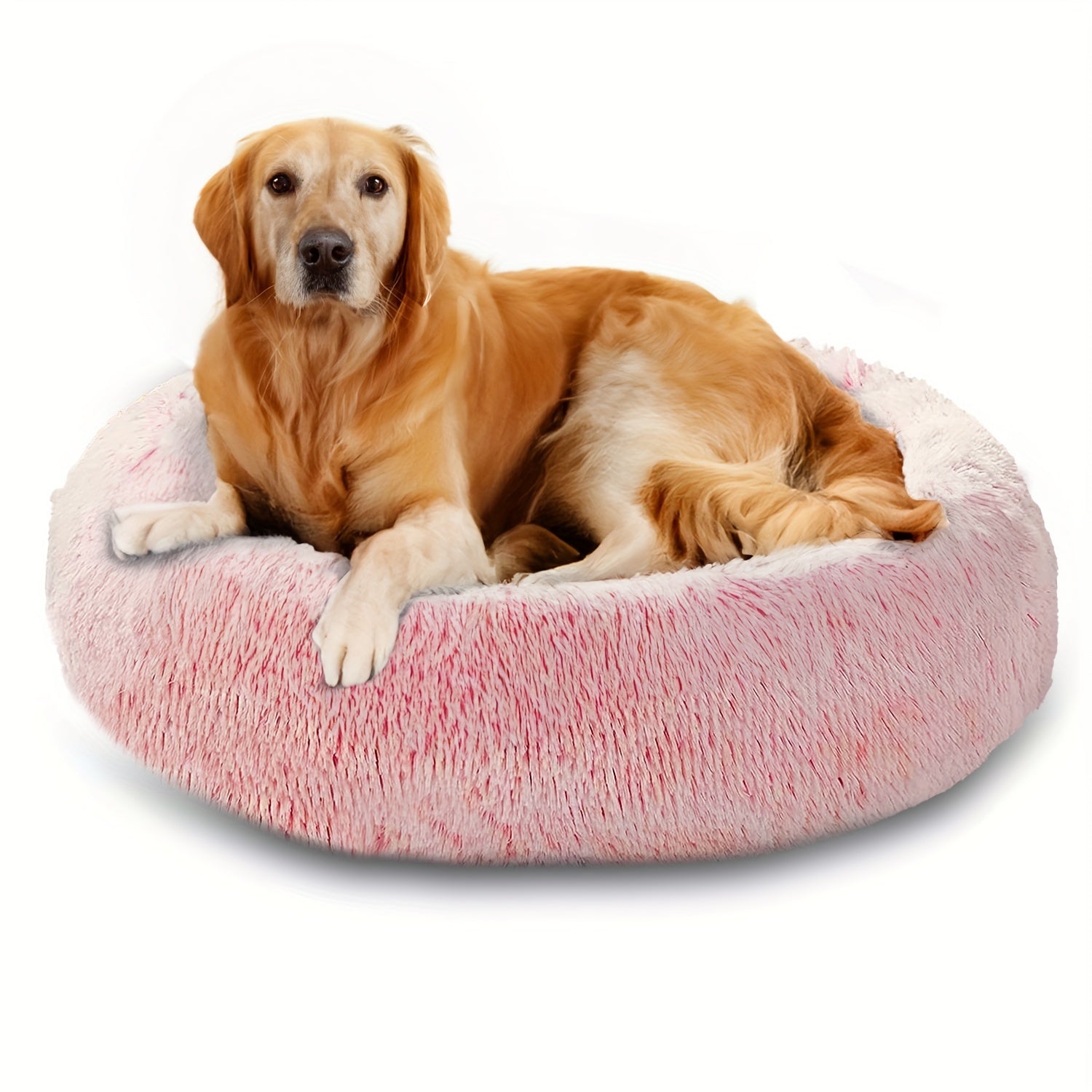 1pc Calming Dog & Cat Bed, Donut Cuddler Warming Cozy Soft Round Bed, Fluffy Faux Fur Plush Cushion Bed For Small Medium And Large Dogs And Cats (40.64cm/50.8cm/60.96cm/71.12cm/78.74cm/99.06cm) Rivano