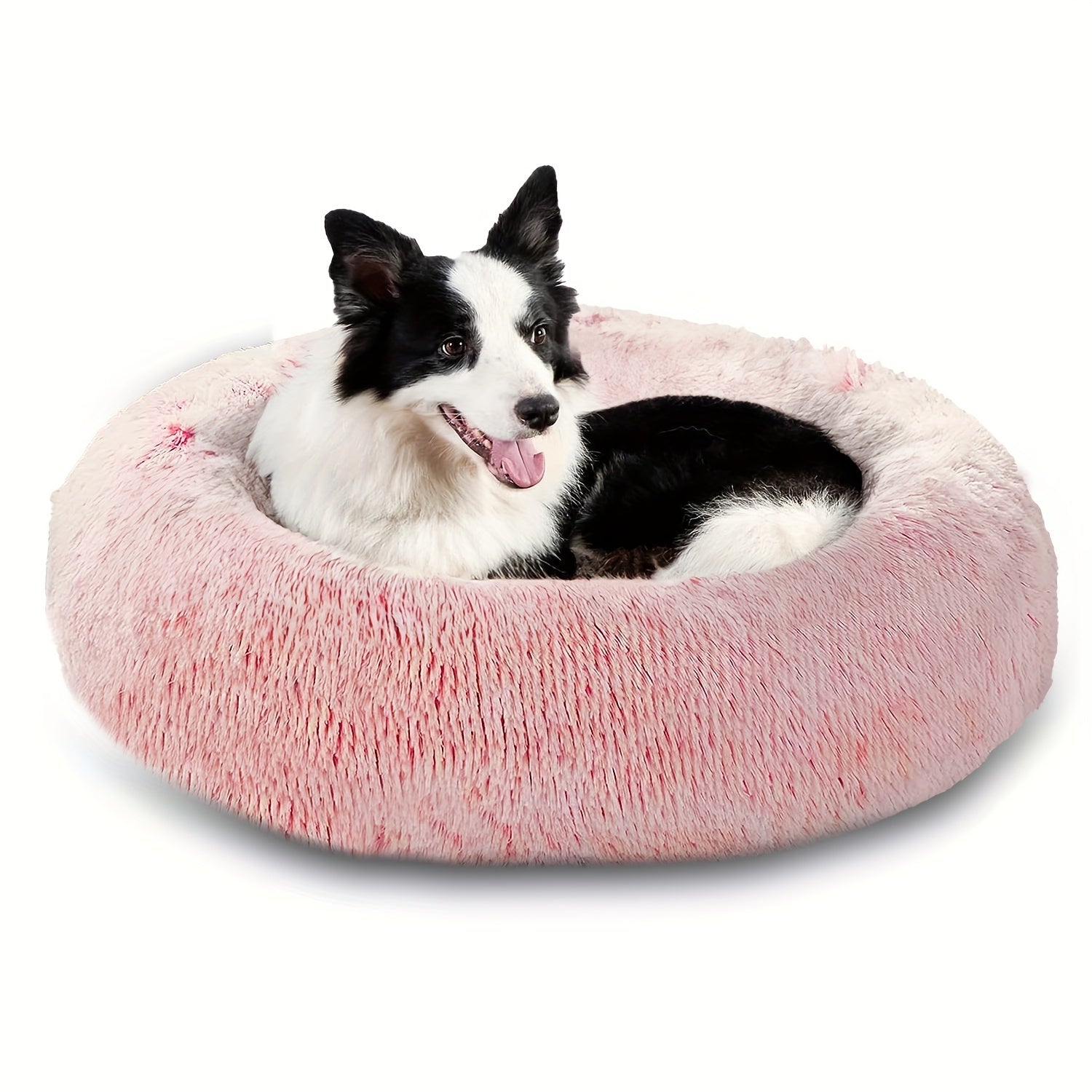 1pc Calming Dog & Cat Bed, Donut Cuddler Warming Cozy Soft Round Bed, Fluffy Faux Fur Plush Cushion Bed For Small Medium And Large Dogs And Cats (40.64cm/50.8cm/60.96cm/71.12cm/78.74cm/99.06cm) Rivano