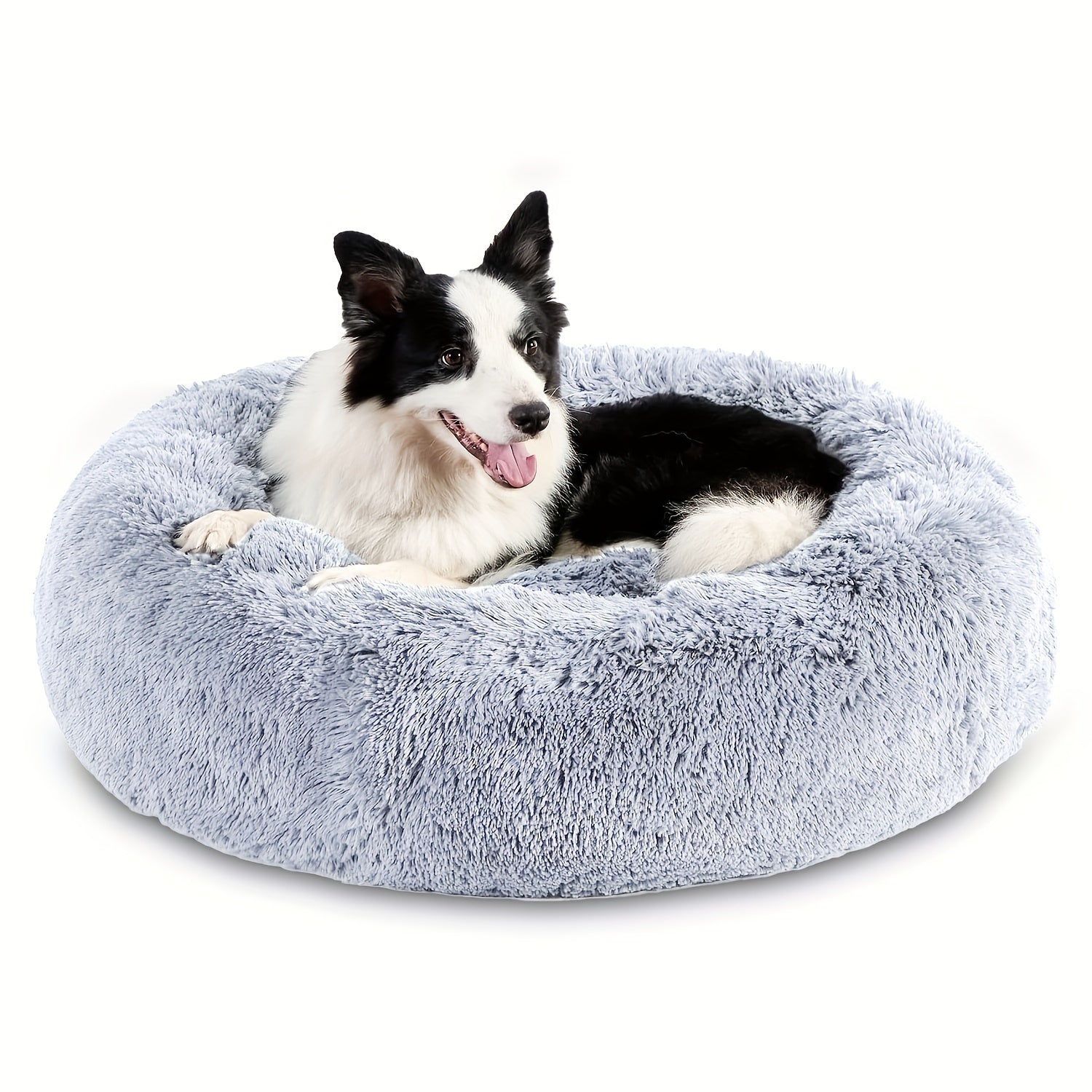 1pc Calming Dog & Cat Bed, Donut Cuddler Warming Cozy Soft Round Bed, Fluffy Faux Fur Plush Cushion Bed For Small Medium And Large Dogs And Cats (40.64cm/50.8cm/60.96cm/71.12cm/78.74cm/99.06cm) Rivano